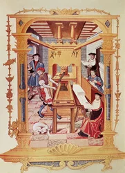 Interior of a 16th Century Printing Works, copy of a miniature from 